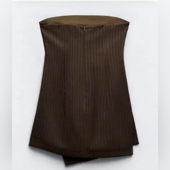 🤎💙ZARA Pinstripe Strapless Mini Dress🤎SZ XXL💙NWT - Picture 15 of 16